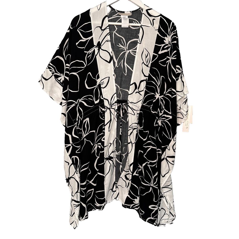 La Blanca Moonlit Silhouette Front Tie Kimono Swim Cover Up New